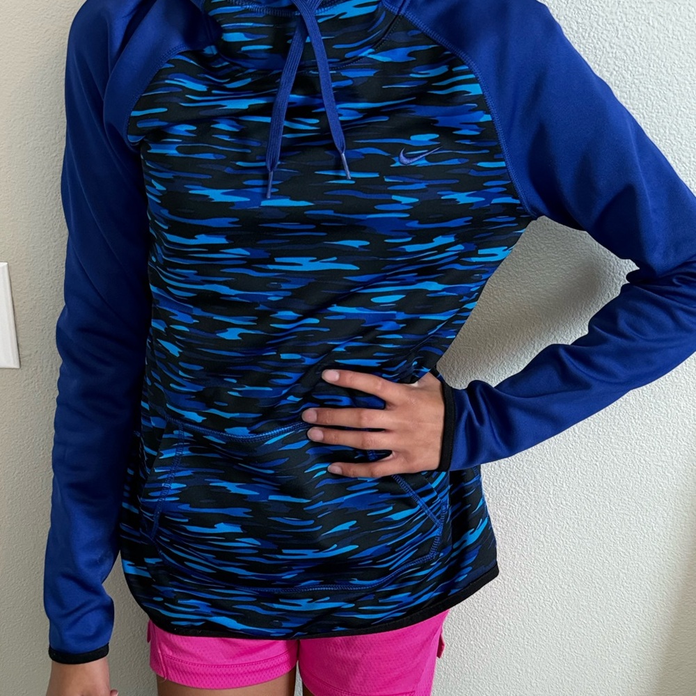 Blue and Black Patterned Hoodie